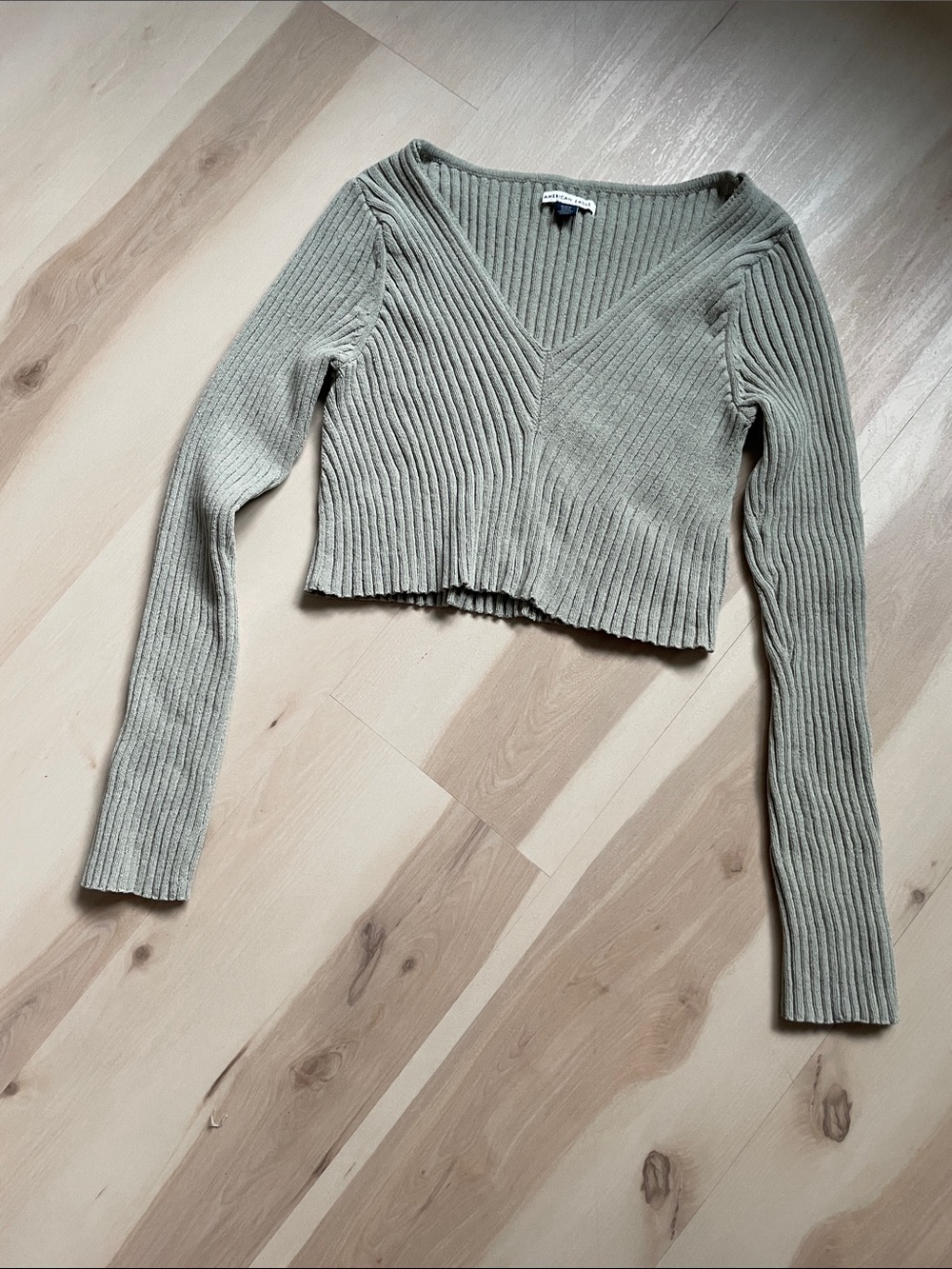 American Eagle cropped sage green sweater
